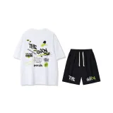 2 Pack[White Short-Sleeved Shirt+Black Shorts]