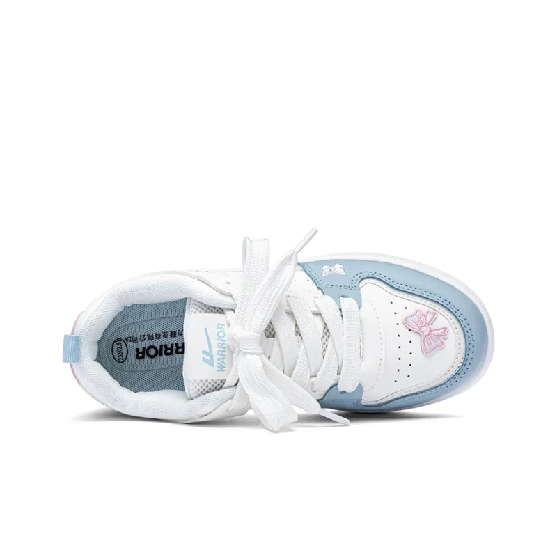 Warrior Lightweight And Breathable Low Top Skateboard Shoes Women's White Blue Pink-3