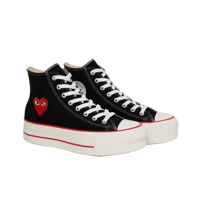 PLAY COMME Des GARÇONS x Converse Chuck Taylor All Star Anti Slip Wear Resistant High Top Canvas Shoes Unisex Black-2
