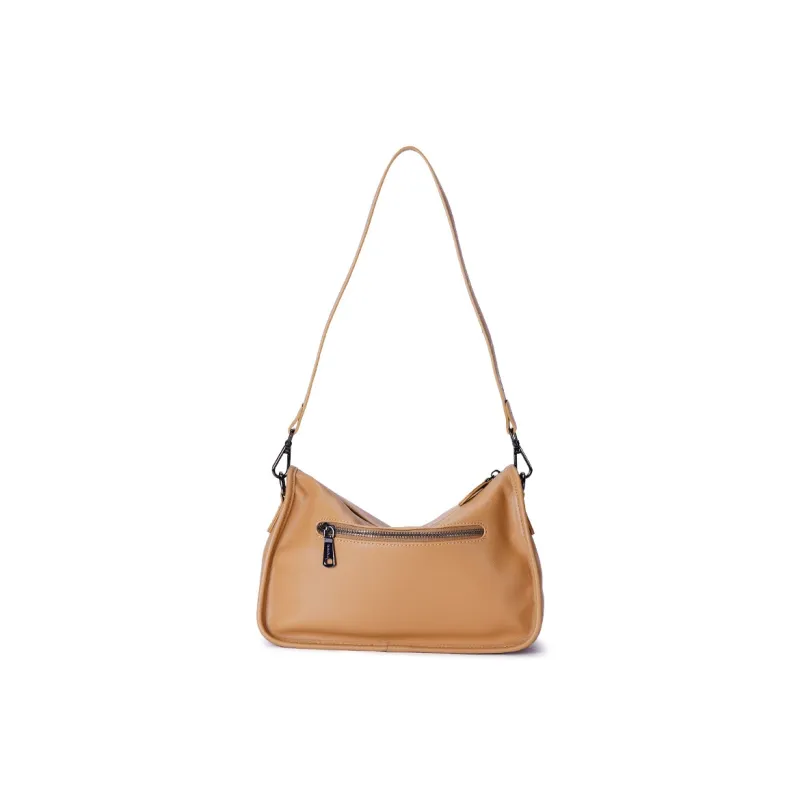 Dubaolu Synthetic Leather Outer/Cow Split Leather Base Shoulder Bag Medium Size Women's Apricot-3