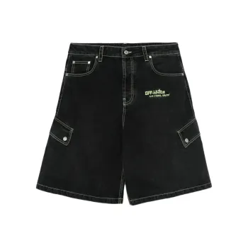 OFF WHITE Logo embroidered Denim Shorts