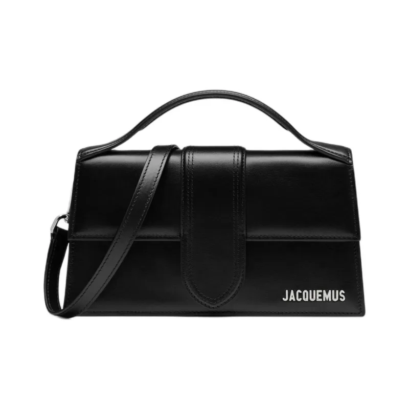Jacquemus Le Bambino Cow Leather One Shoulder Handbag Large Size Women's Black-0