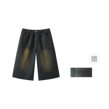 BRUMAIRE Denim Shorts Unisex Vintage Blue Includes Brooch