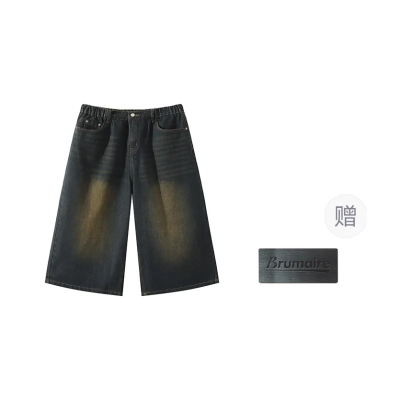 BRUMAIRE Denim Shorts Unisex Vintage Blue Includes Brooch-0