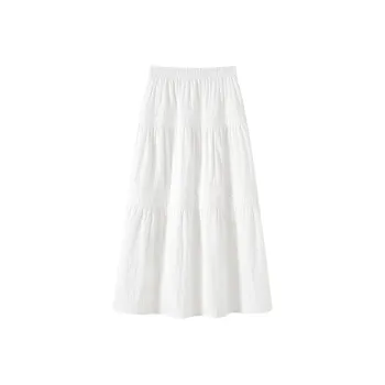 Flowers In Water Casual Long Skirt Women's White