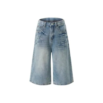 Ghost Mask Denim Shorts Unisex Blue