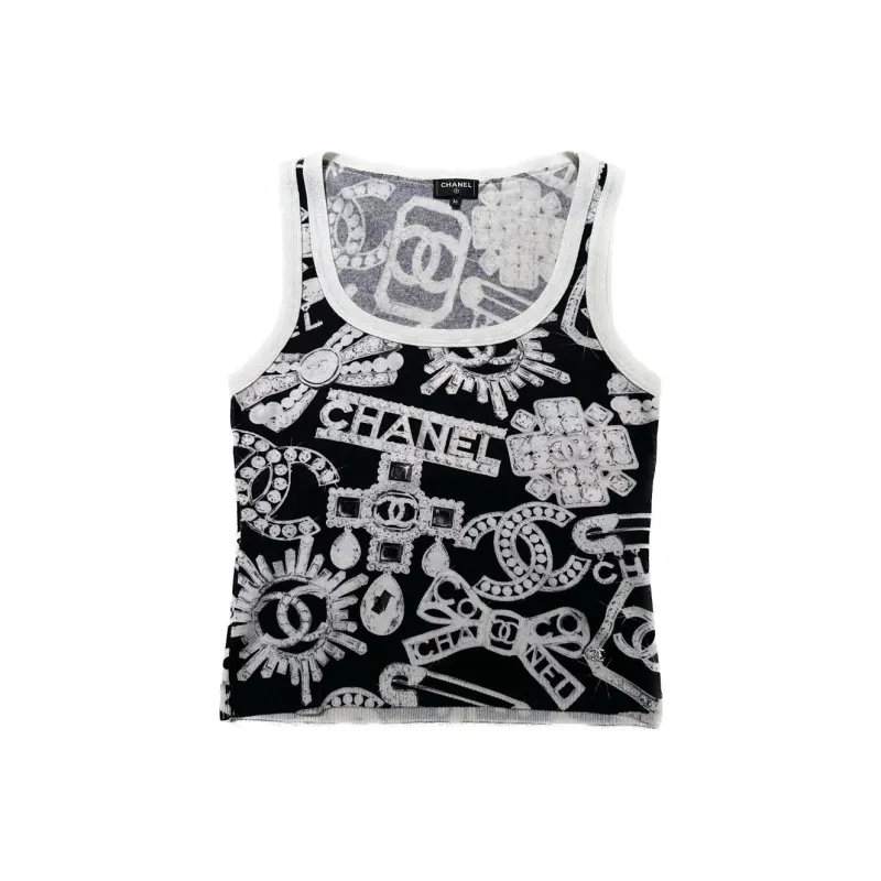 CHANEL 23 Fall Winter Tank Top Women's Black-0