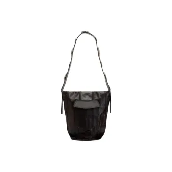 ZARA Cow Leather Shoulder Bag Women's Dark Red Color