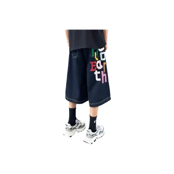 NEVER RULE Denim Shorts Unisex Blue Gray