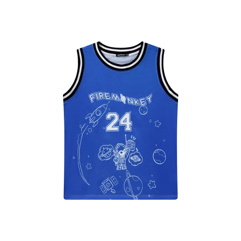 FireMonkey Basketball Jerseys Unisex Klein Blue-5