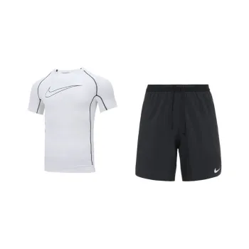 Nike Casual Sportswear Men White T-Shirt+Black Shorts