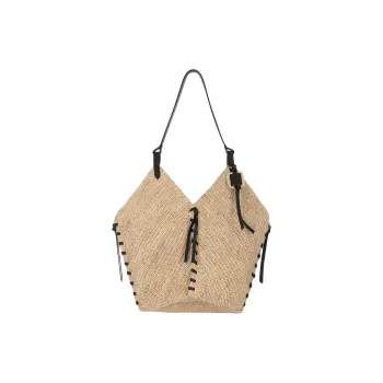 ISABEL MARANT Straw Woven Handbag, Shoulder Bag Women's Natural & Black