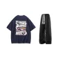 Clothing Set (Navy Blue Top+Black Straight Fit Pants)
