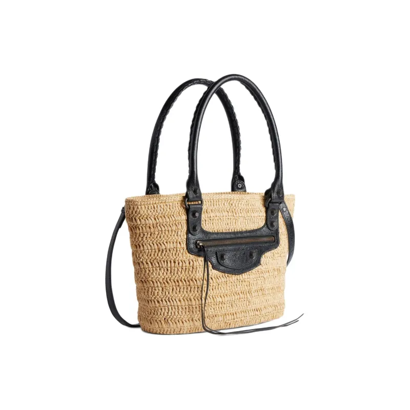Balenciaga Le City Raffia Tote Bag, Shopping Bag, Handbag Small Size Women's Natural-2