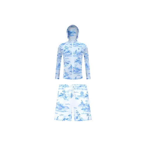 BALNEAIRE Swimsuit Set Men's Blue White Multicolor