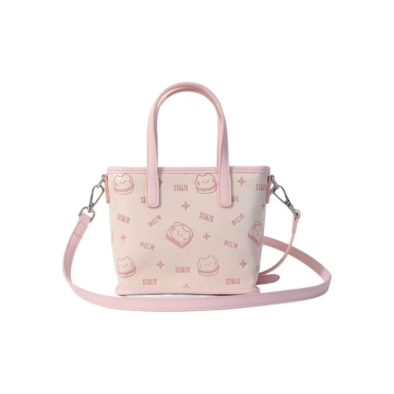 SEM/R Kitten Sketch Synthetic Leather Handbag Medium Size Women's Multicolor-1
