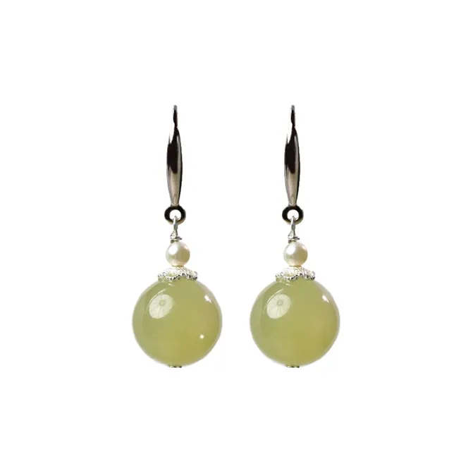 Tokai Family Hetian Jade Earrings Green Jade Women's-0