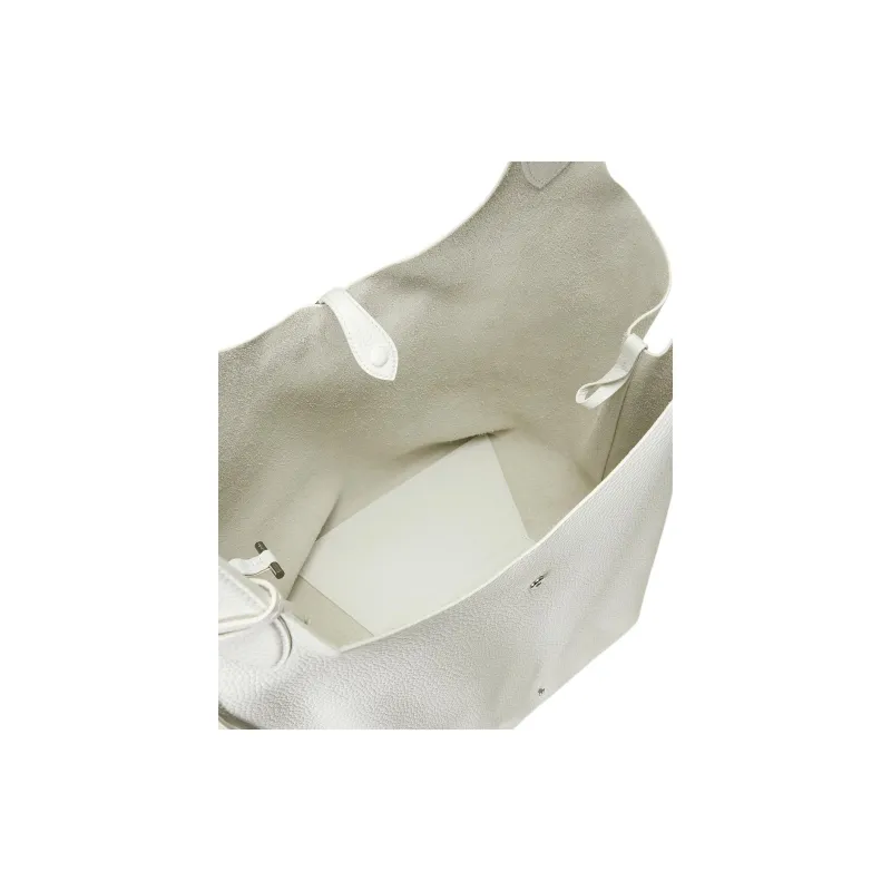 Polo Ralph Lauren Cow Leather Tote Bag, Shopping Bag, Shoulder Bag Large Size Women's Paper White-4