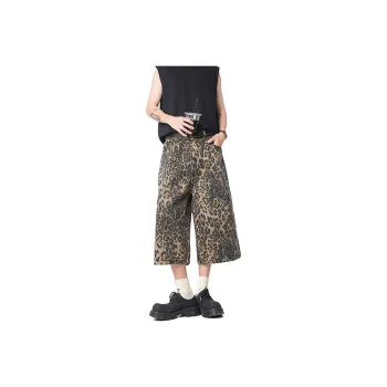 Xvxv Denim Shorts Unisex Leopard Print