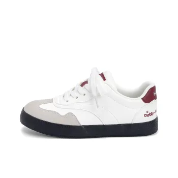 HUANQIU Coverage Height Increase Low Top Skateboard Shoes Women's Beige Red