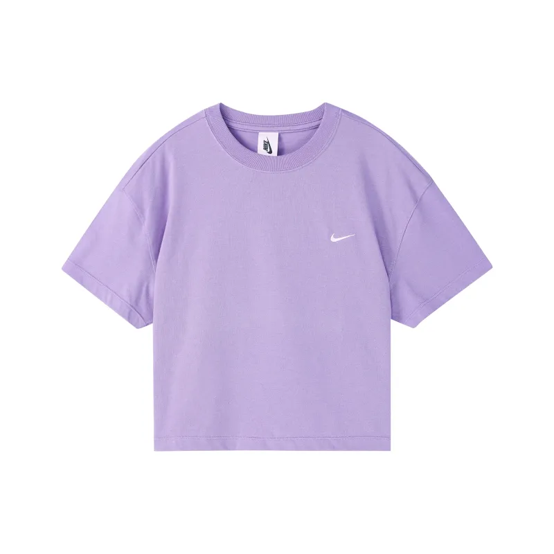 NikeLab Women's Logo Cropped Crewneck T-Shirt Purple-0