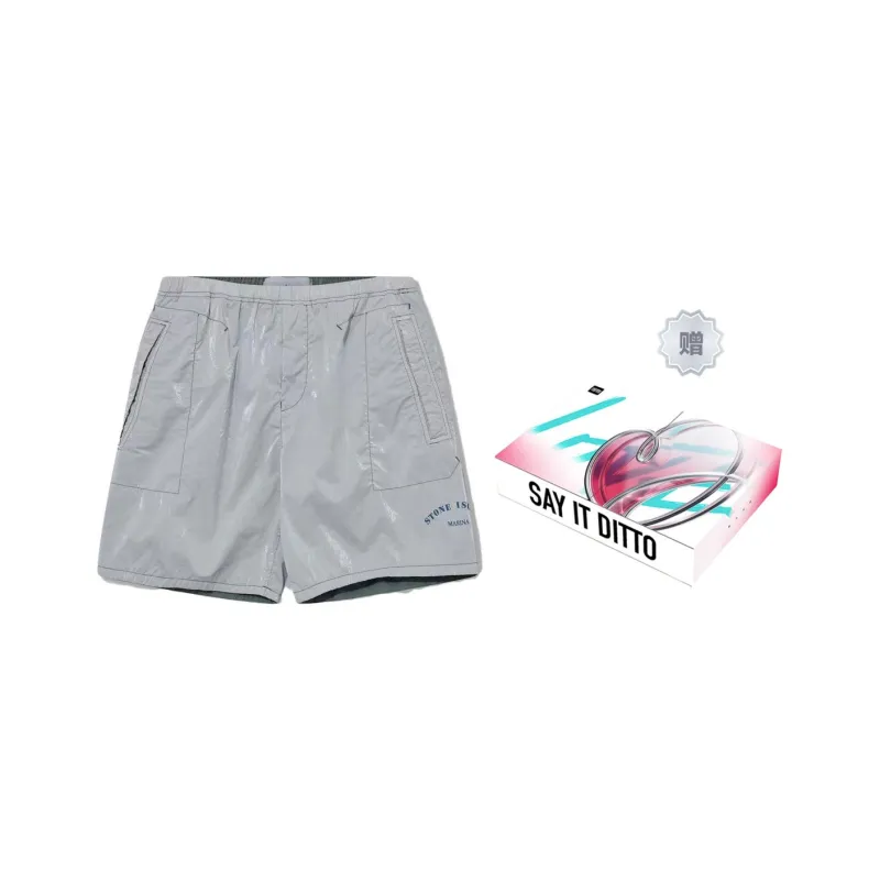 STONE ISLAND Casual Shorts Men Silver-Gift Box Set-0