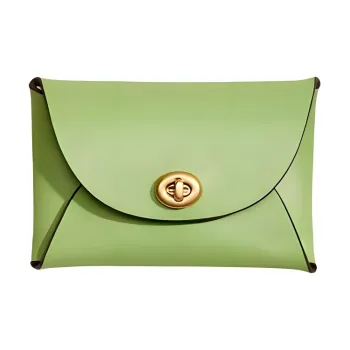 COACH Pouch Pebbled Leather Clutch Coin Purse Mini Women's Lime Green