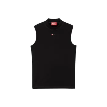 DIESEL Women's T Mokky Sl Microdiv Mock Neck Ribbed Tank Top Black
