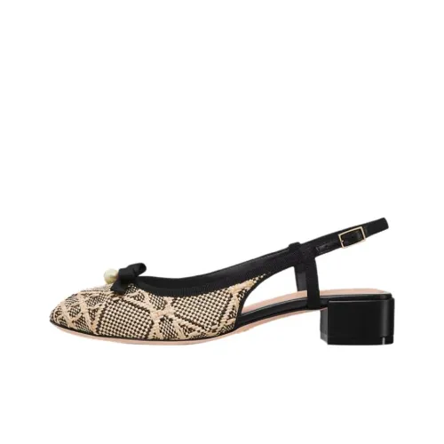 DIOR Chunky Heel High Heels 3cm Women's Beige