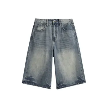 ZENGZHI Denim Shorts Unisex Vintage Blue