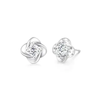 Love Link 999 Fine Silver Stud Earrings Women's