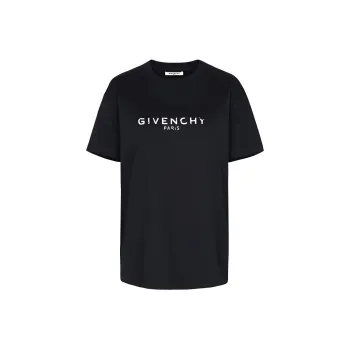 Givenchy Vintage Effect Metallic Logo T shirt Black