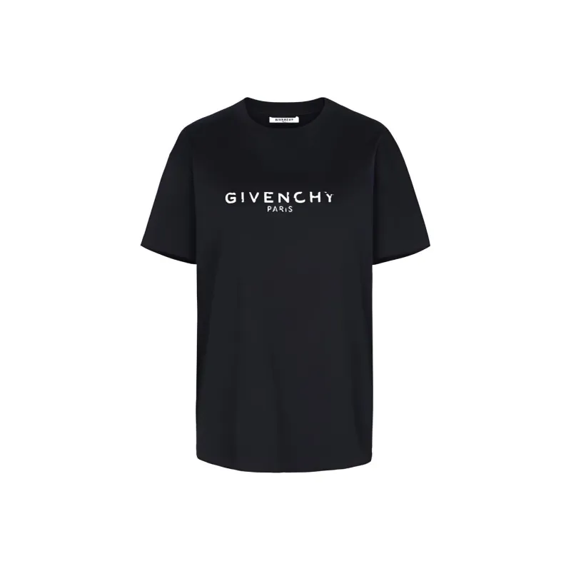 Givenchy Vintage Effect Metallic Logo T shirt Black-0