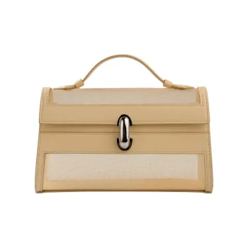 SAVETTE Recycled Polyester Mesh Handbag Women's Beige