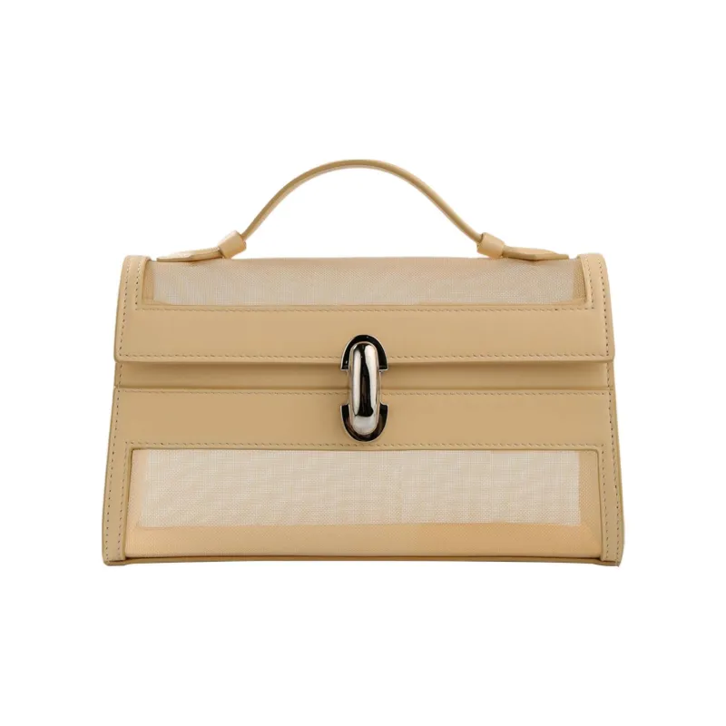 SAVETTE Recycled Polyester Mesh Handbag Women's Beige-0