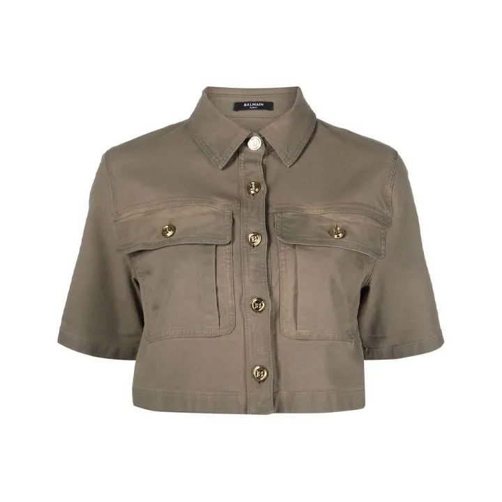 BALMAIN Crop Tops Women's Green-0