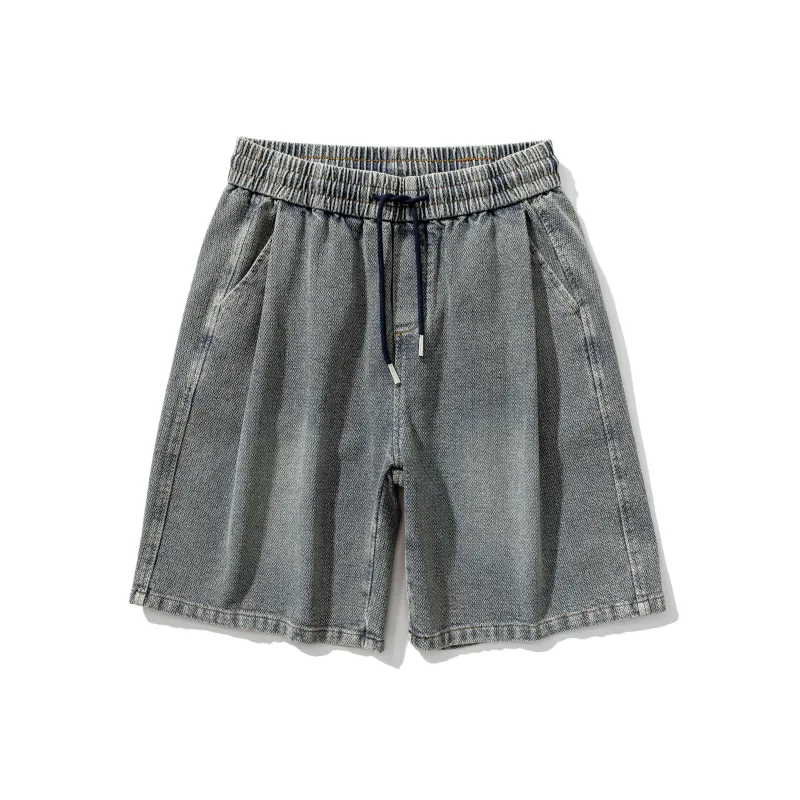 BOGEDIT Denim Shorts Men's Solid Color-3