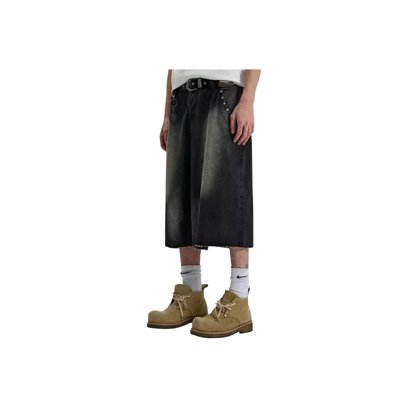 PRESSURE Denim Shorts Unisex Black-0