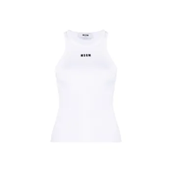MSGM Logo Embroidered Sleeveless Ribbed Tank Top