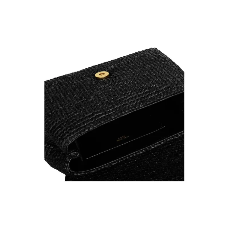 CELINE Victoire Plant Material Crossbody Bag, Shoulder Bag Mini Women's Black-4