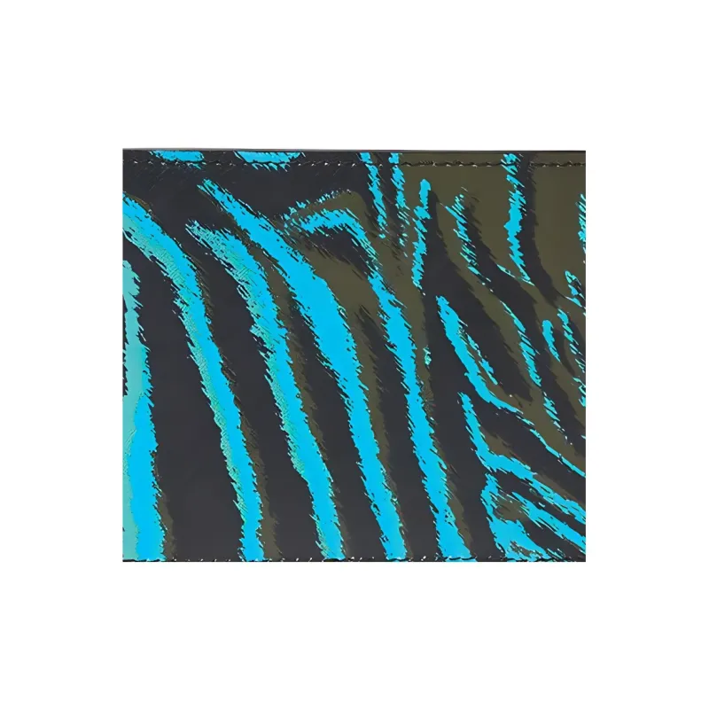 VERSACE Cow Leather Wallet Men's Black/Blue-4