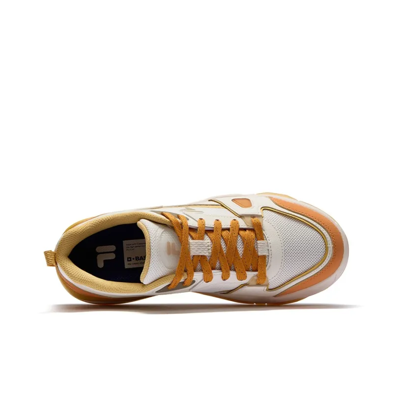 FILA FUSION BANK III Lightweight And Breathable Low Top Skateboard Shoes Women's White Yellow Orange-5