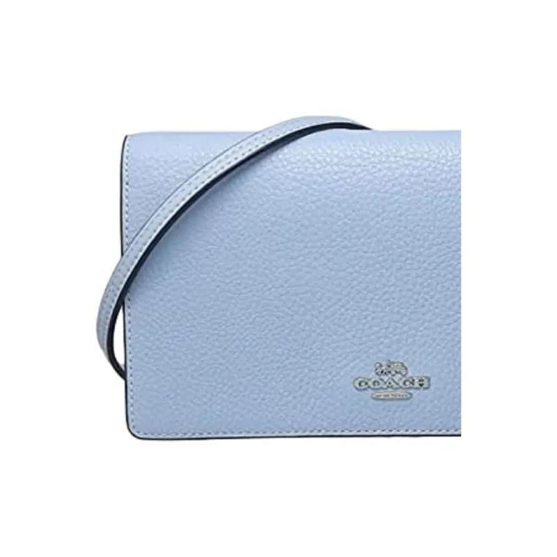 COACH Anna Litchi Grain Leather Small Square Bag Clutch Crossbody Bag Shoulder Bag Women's Light Blue-6