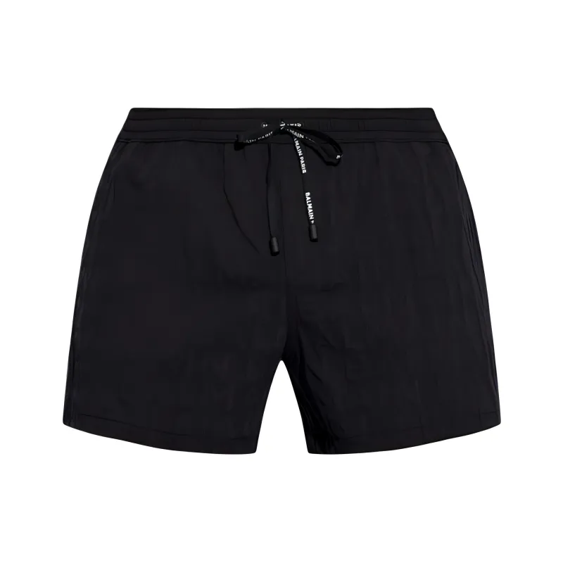 BALMAIN Logo Monogram Drawstring Swim Shorts-0