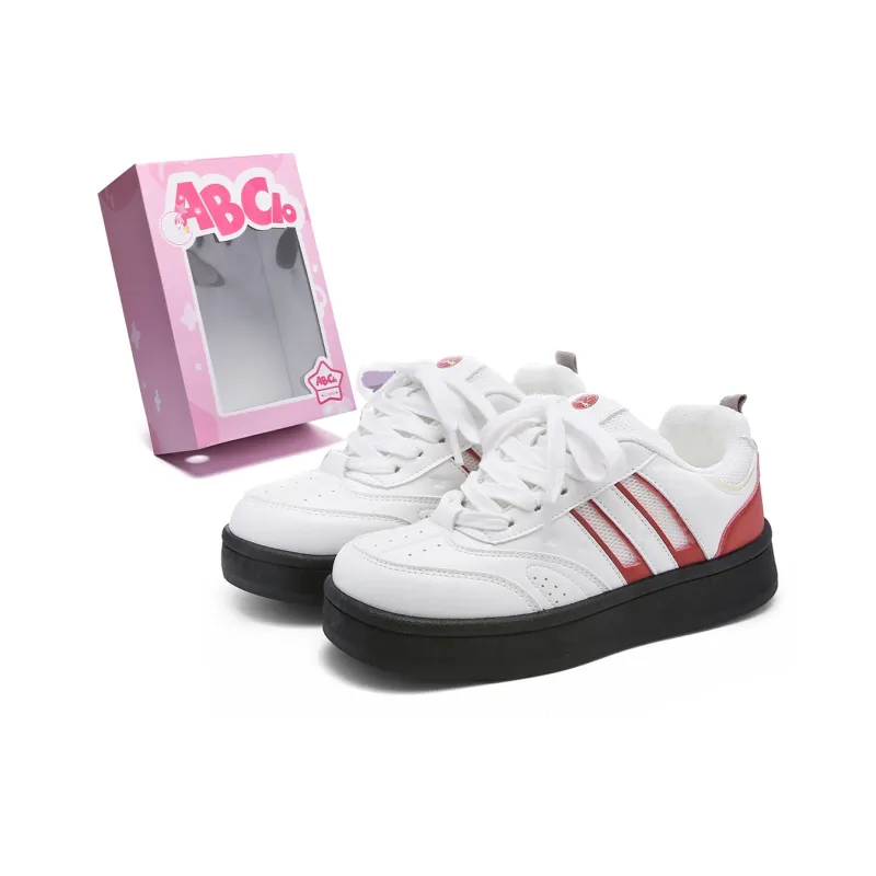ABCIO Skateboard Shoes Women's Low Top Beige Yellow/Pink White/White Red-10