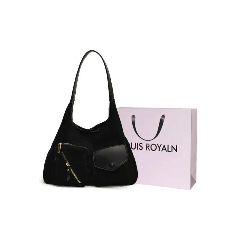 LOUIS ROYALN Suede Shoulder Bag Regular Women's Black/Green/Pink/Coffee-1