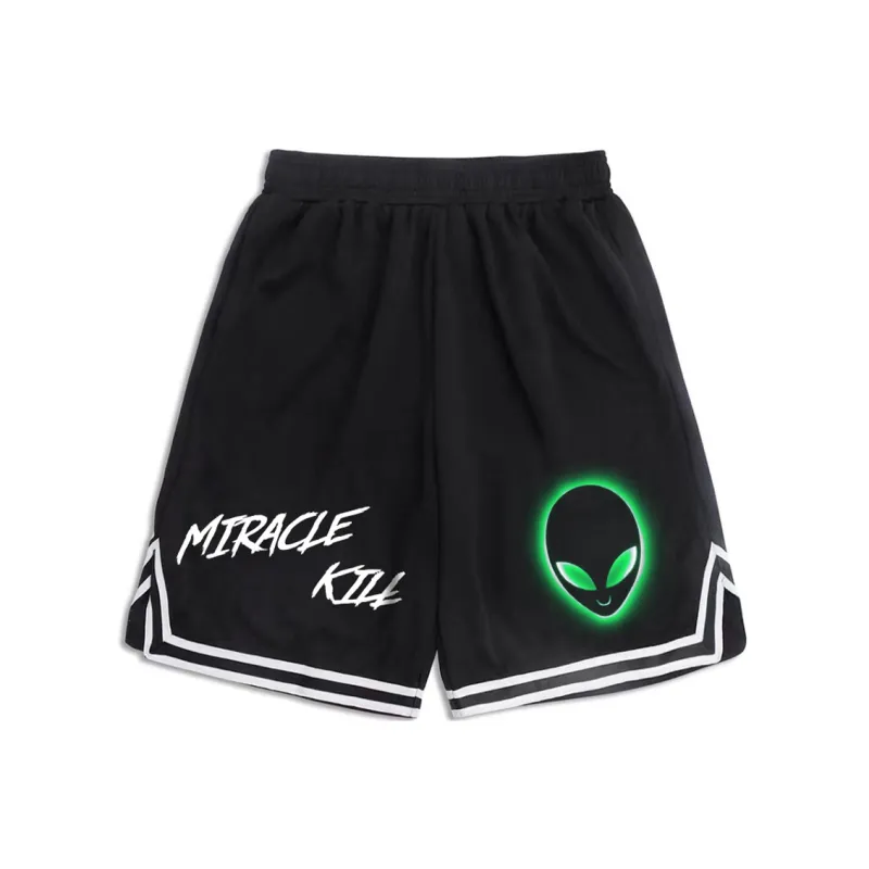 MIRACLE KILL Loose Fit Shorts Unisex Black-4
