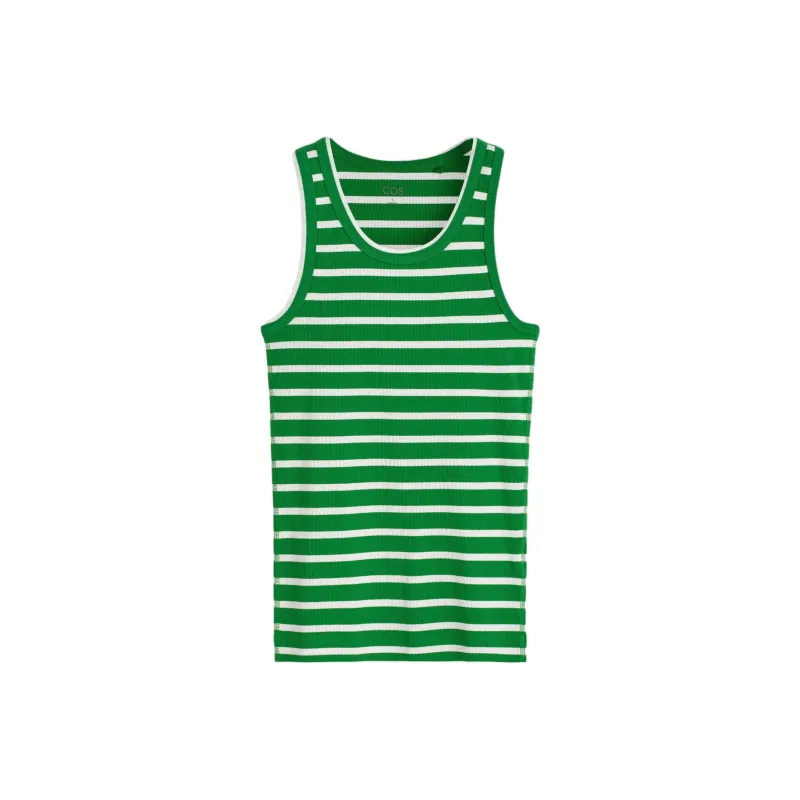 COS Tank Top Women's Green/White Stripes-0