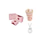 Pink Preserved Flower+Silver Necklace
