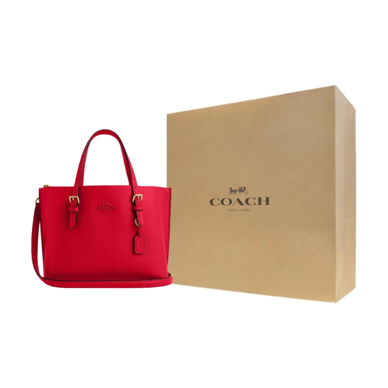 COACH Mollie Leather Tote Bag, Shopping Bag, Shoulder Bag, Handbag Medium Size Women's Red-6